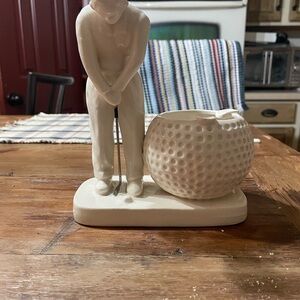 Ceramic Golfer Figurine with Golf Ball Holder